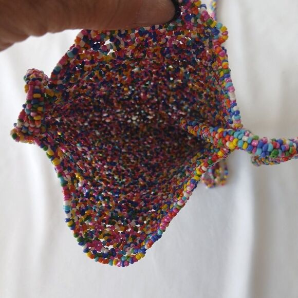 Beaded Small Crossbody Bag Purse Cell Phone Holder Seed Beads Fringe 7.5x5" - Picture 7 of 7